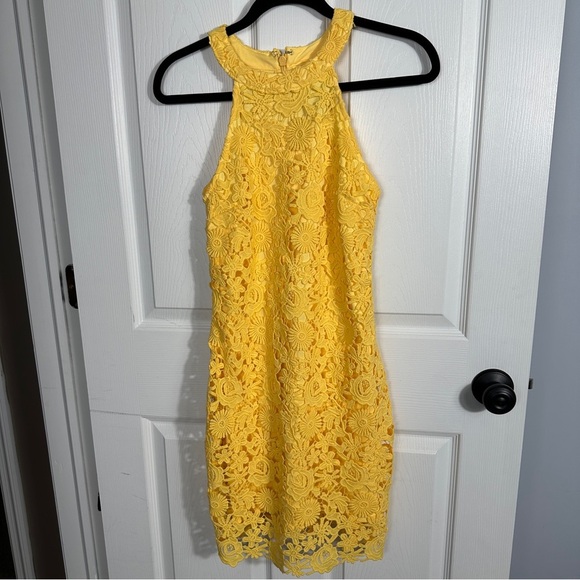 Lulus "Love Poem" mini dress, yellow, spring, summer, lace, no size tag - Picture 1 of 10